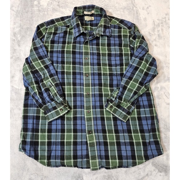 L.L. Bean Other - L.L. Bean Men's Blue Green Plaid Traditional Fit Flannel Shirt Size Large